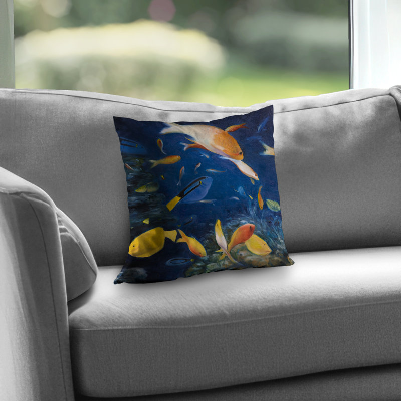 Colorful Fish Under the Sea - Yellow – Throw Pillow Cover Only, Double-Sided Print, Insert Not Included