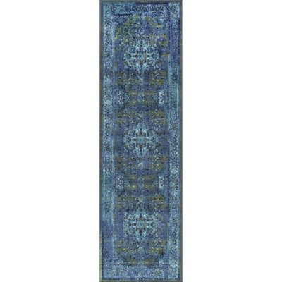 Brennen Oriental Power Loom Performance Blue Rug