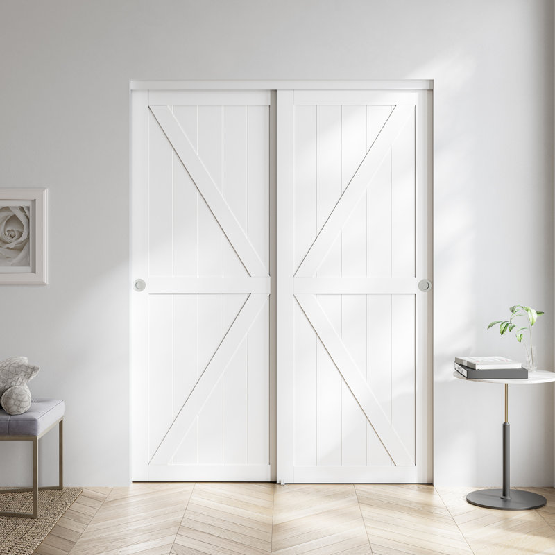 Porte de placard coulissante en bois aggloméré avec ensemble de quincaillerie, 48 po x 80 po