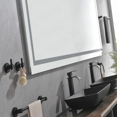 84 X 48 Inch Led Bathroom Mirror With Front And Backlight, Wall Mounted Vanity Mirror, Anti-Fog, Memory, 3 Colors, Stepless Dimmable