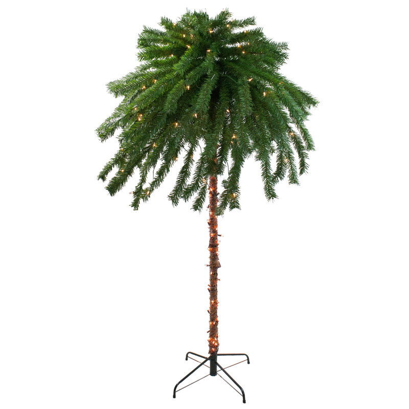 Palmier artificiel tropical pré-éclairé - lumières claires, H 48 po x l 45 po x P 45 po