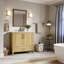 Meuble-lavabo pour salle de bain avec lavabo en céramique, portes d'armoire et tiroir pour la salle de bain et le jardin-124789792-124789791