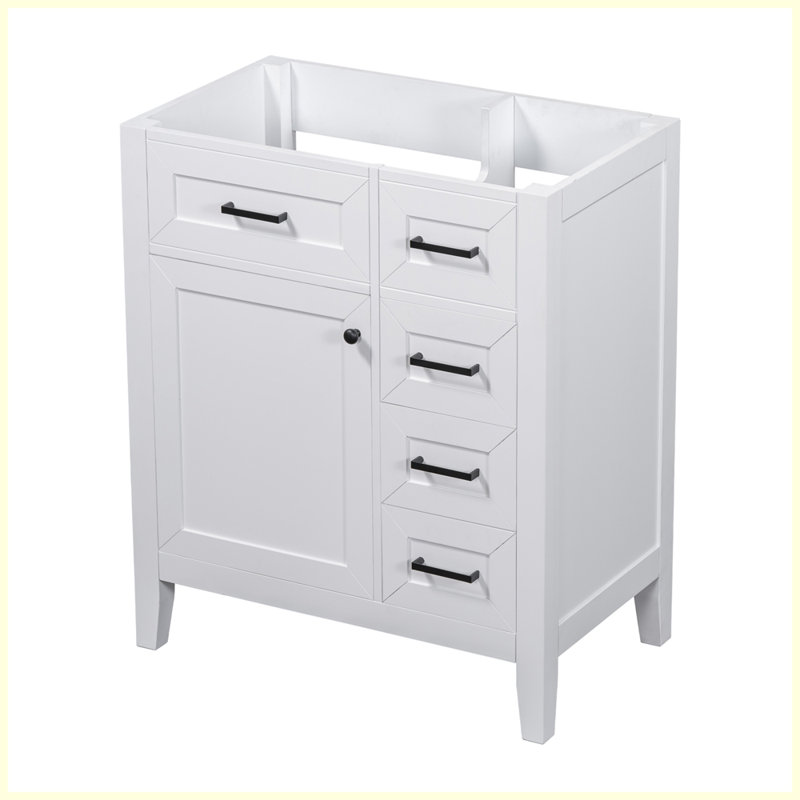 Meuble-lavabo moderne avec armoire et tiroirs, Blanc / Blanc
