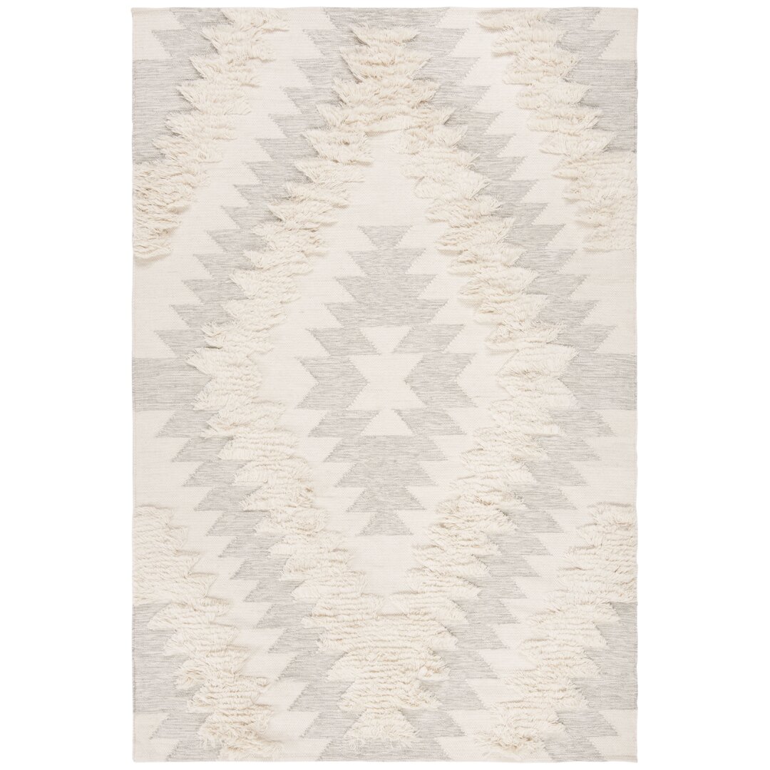 Handgefertigter Teppich Jaquez in Grau/Beige