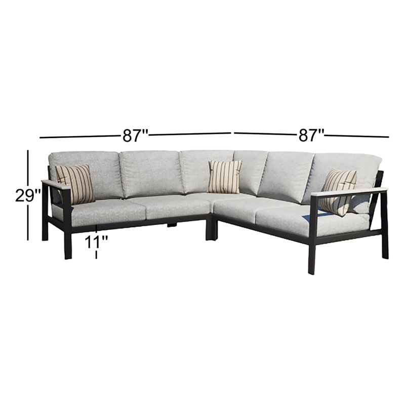 Townsend Outdoor 5 Person Sectional Seating Group With Sunbrella® Cushions, Canvas Granite Sunbrella® Canvas