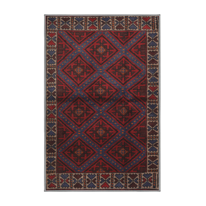 Tapis oriental bleu / rouge, Rectangle 5 pi x 7 pi