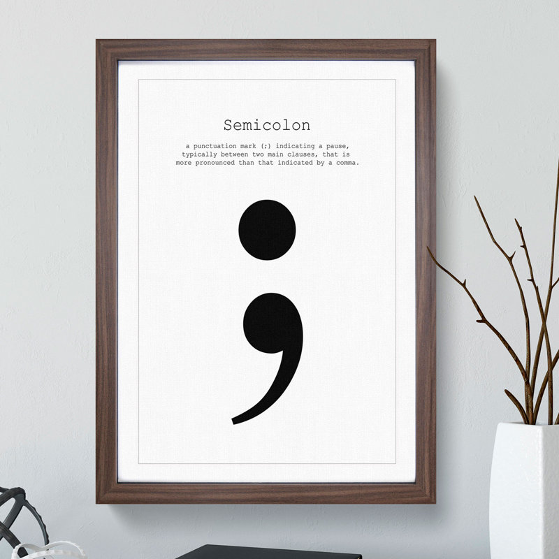 Semicolon - Picture Frame Typography, 65cm H x 48cm W x 2cm D, Walnut