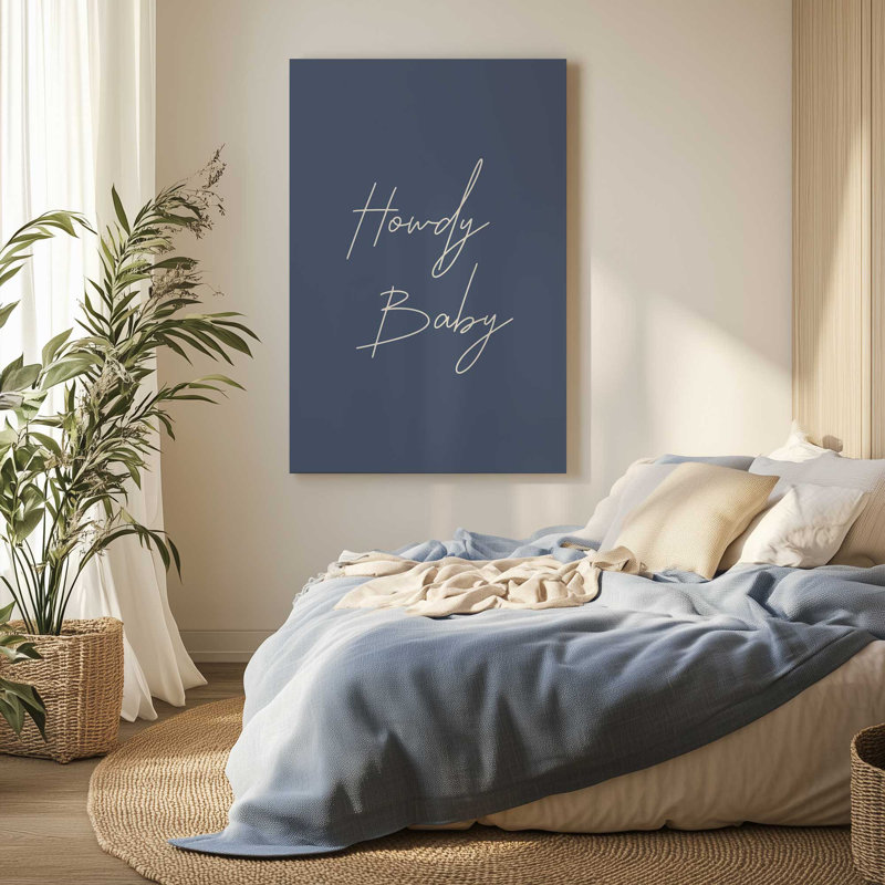 Toile enveloppée bleu marine Howdy Baby, H 36 po x l 24 po
