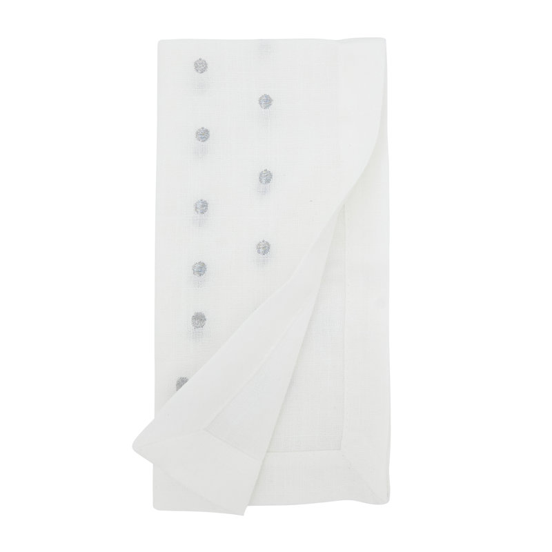 Silver Polka Dot Polyester Square Napkin Set