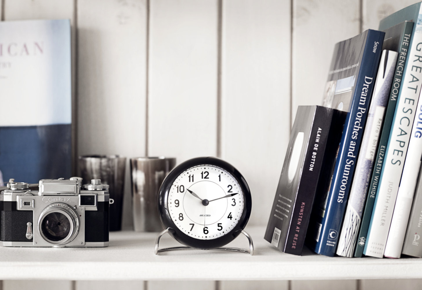 Station Electric Alarm Clock, White/Black/Silver