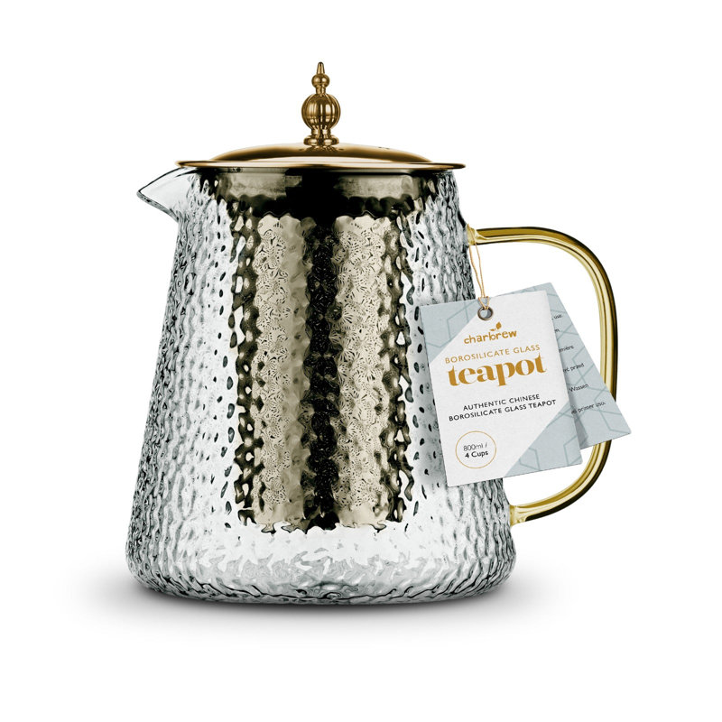 Hammered Borosilicate Glass Teapot 900ml