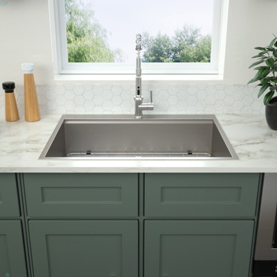 30 Drop In Kitchen Sink -  30 Inch Kitchen Sink Topmount Ledge Workstation 18 Gauge Stainless Steel Single Bowl Kitchen Sink