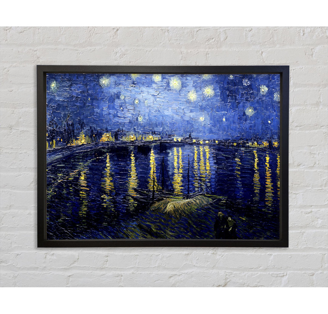 Sternennacht über der Rhone Blau von Vincent Van Gogh - Einzelbildrahmen Kunstdrucke auf Leinwand