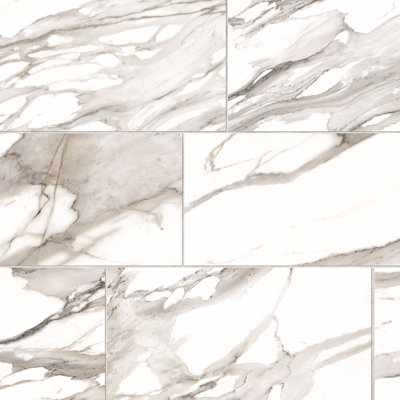 White Marble Look 12 in. x 24 in. Porcelain Floor and Wall Tile (15.50 sq. ft./Case)