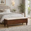 Banc de rangement avec repose-pieds en bois d'hévéa massif de 50,8 pouces avec siège en lin-732314760