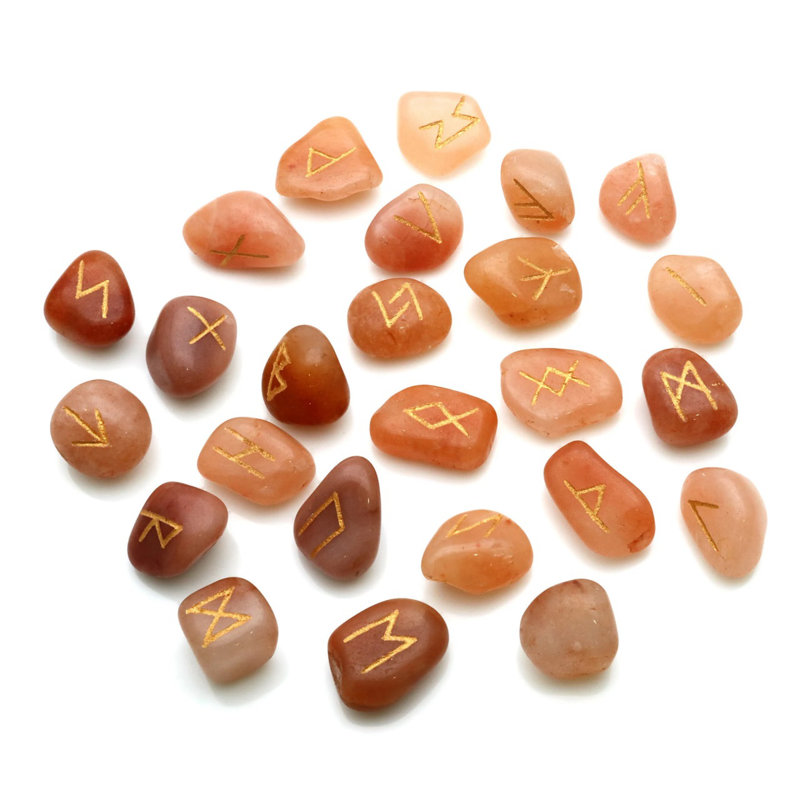 Carved Stone Accent Set, Zen Stone Décor, Orange Aventurine Tumbled Gemtones, 25 Pcs, Small (3 to 5 OZ)