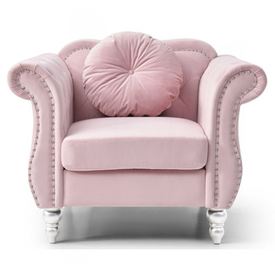 Chic Transitional Pink Accent Chair