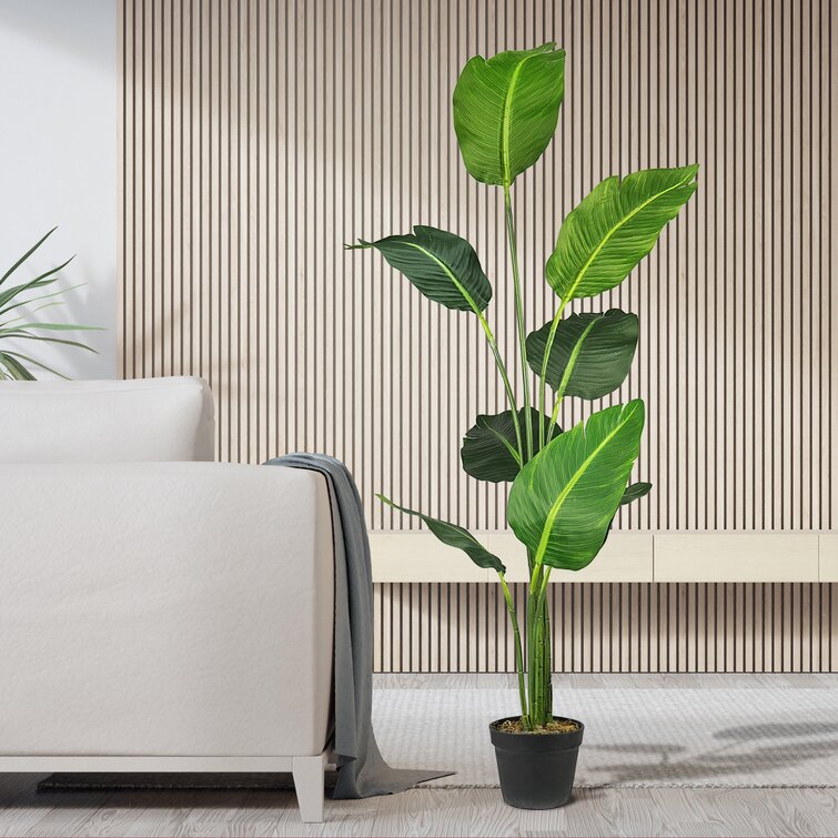Etta Avenue™ 60'' Faux Banana Leaf Tree in Pot  Reviews | Wayfair