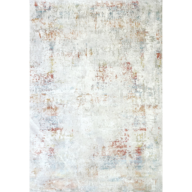 Tapis ivoire / rouge Diaonetta, Rectangle 6 pi 7 po x 9 pi 6 po