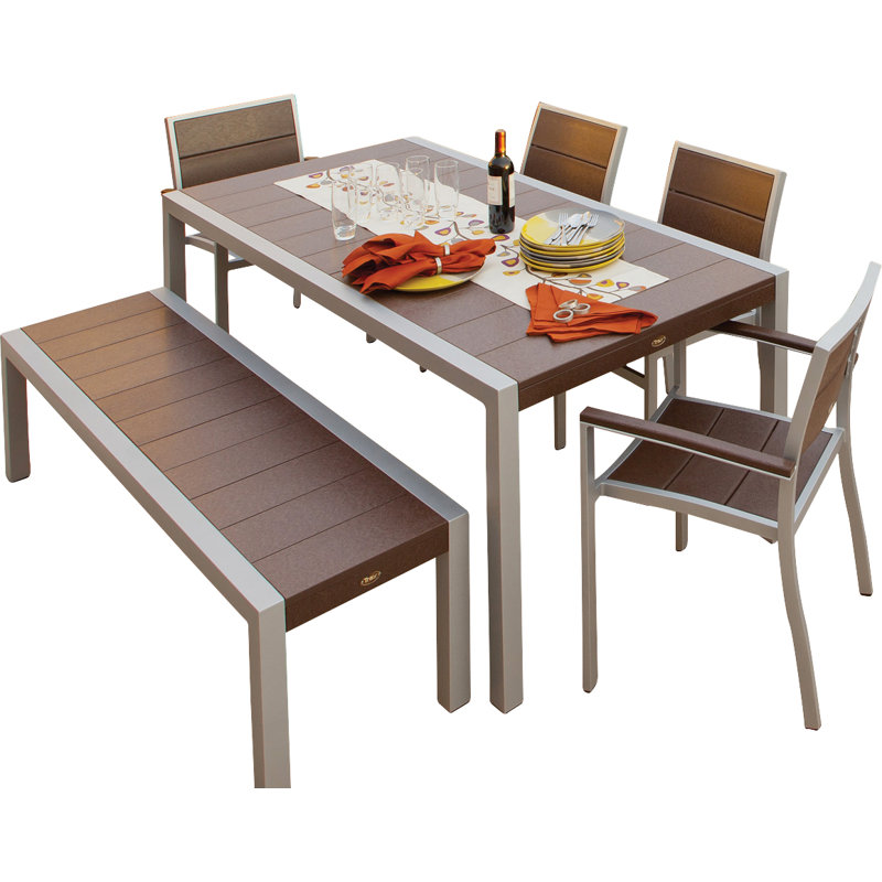 Ensemble repas 6 pièces POLYWOOD Surf City, Argent texturé / Cabane