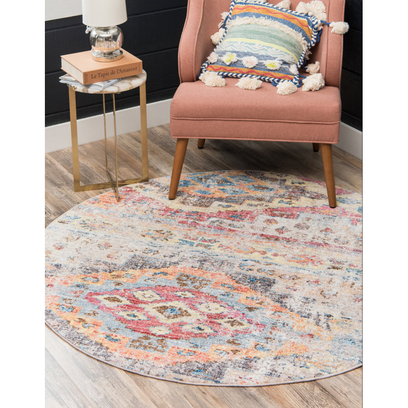 Leanora Geometric Indoor Rug, Round 8'
