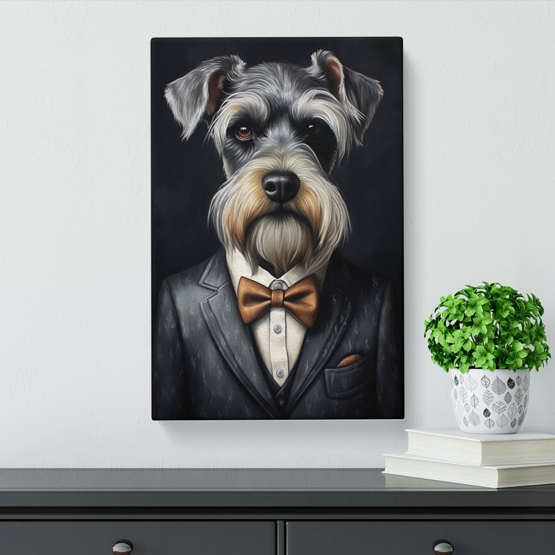 Schnauzer in a Suit Painting No.6 - Wrapped Canvas, 76cm H x 50cm W x 3cm D