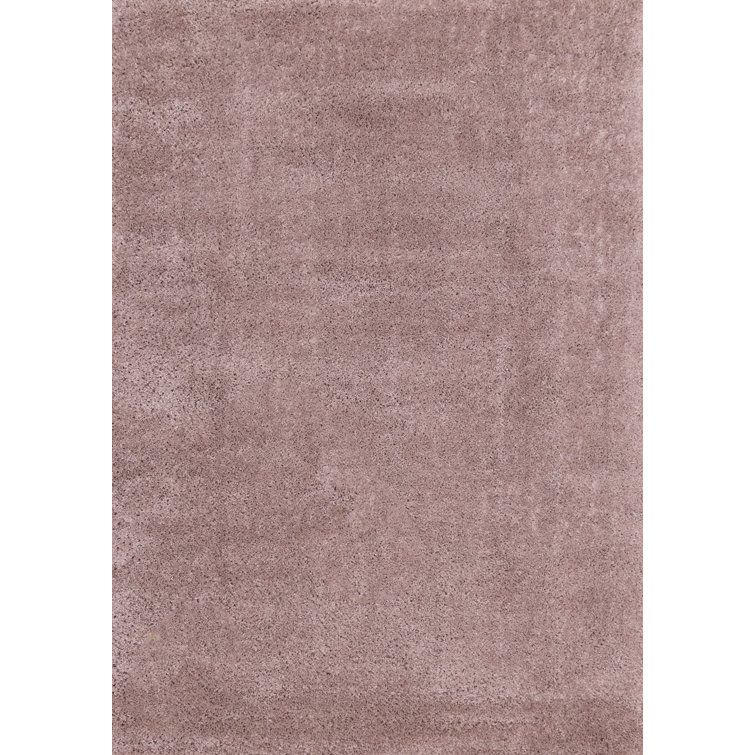 Annisha Solid Colour Machine Woven Polypropylene Area Rug in Blush Pink
