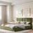 Upholstered Platform Bed With Curved Tufted Headboard, Soft Square Corners