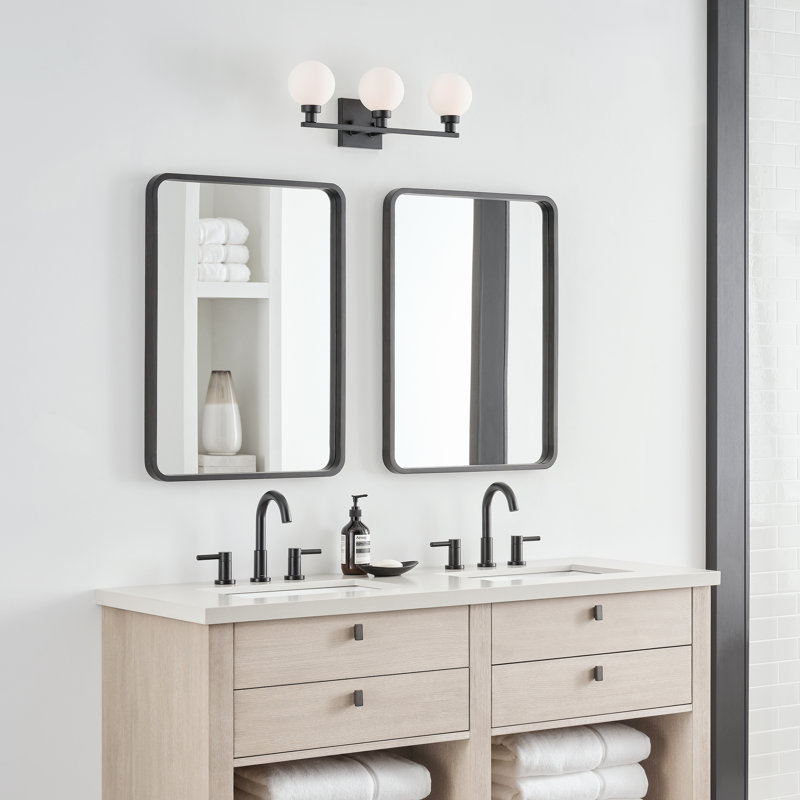 Ruthie 3 Light Frosted Dimmable Vanity Light, Midnight Black