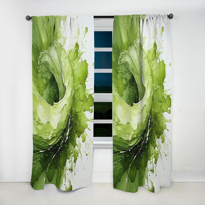 Basug - Spirals Abstract Room Darkening Curtain - 1 Panels, 52" W x 95" L