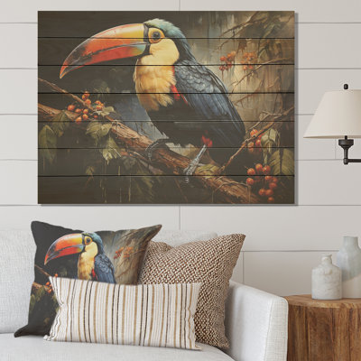 Tropical Toucan Portrait II - Toucan Animal On Wood Print