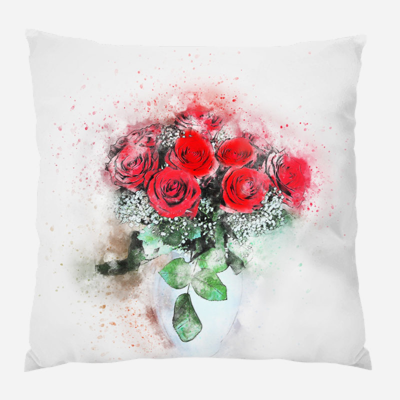 Coussin décoratif fleurs Yaritza, Microsuède, Intérieur