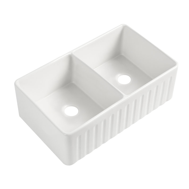 Double Basin Kitchen Sink 33"X20" - , Heat , Stain Scratch Rust With Grid & Strainer 33" L X 20" W Easy Maintenance And