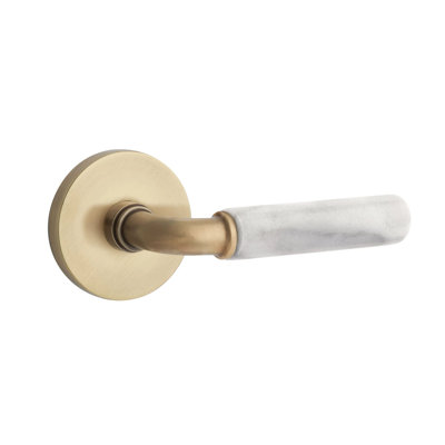 Mortaise intérieure Emtek Select avec rosette à disque et tige R-Bar, marbre Rosso Levanto
