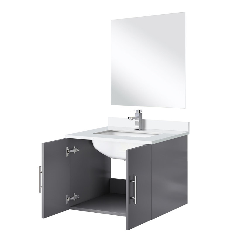 Meuble-lavabo simple gris foncé avec comptoir en marbre 18 po Miroir et robinet - pour gratter les taches pendant des années de l 24 po x P 19 po