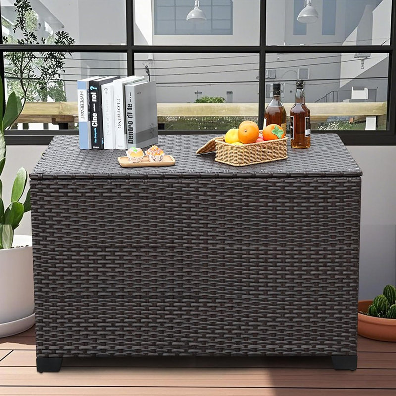 Boîte de rangement pour terrasse 140 gallons Sac en osier imperméable pour l'extérieur