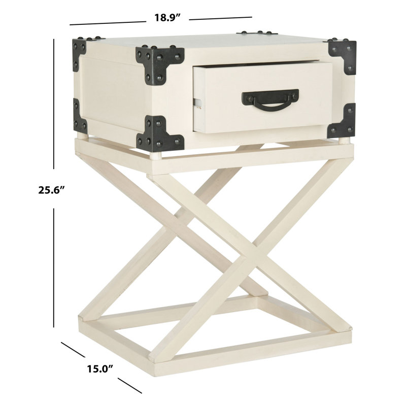 Monette End Table with Storage, White