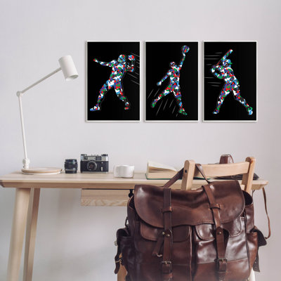 " Geometric Pattern Sports Players " by Arrolynn Weiderhold 3 - Pieces