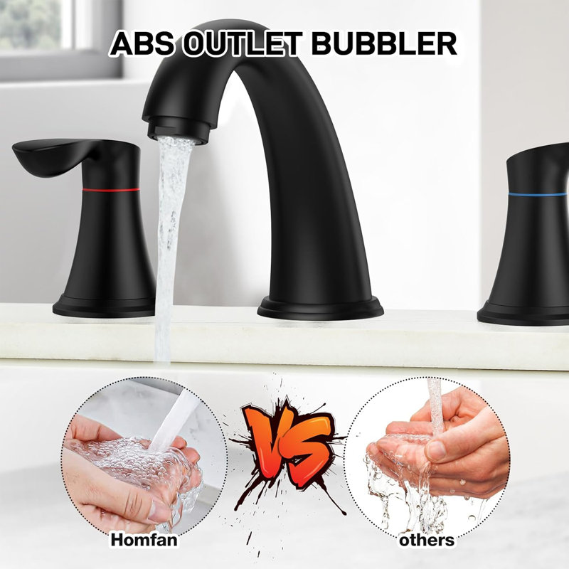 8-inch Bathroom Faucet for 3-Hole Sink with Pull-Down Drain, Brushed Nickel Lead-Free Hose and cUPC Certification, Black