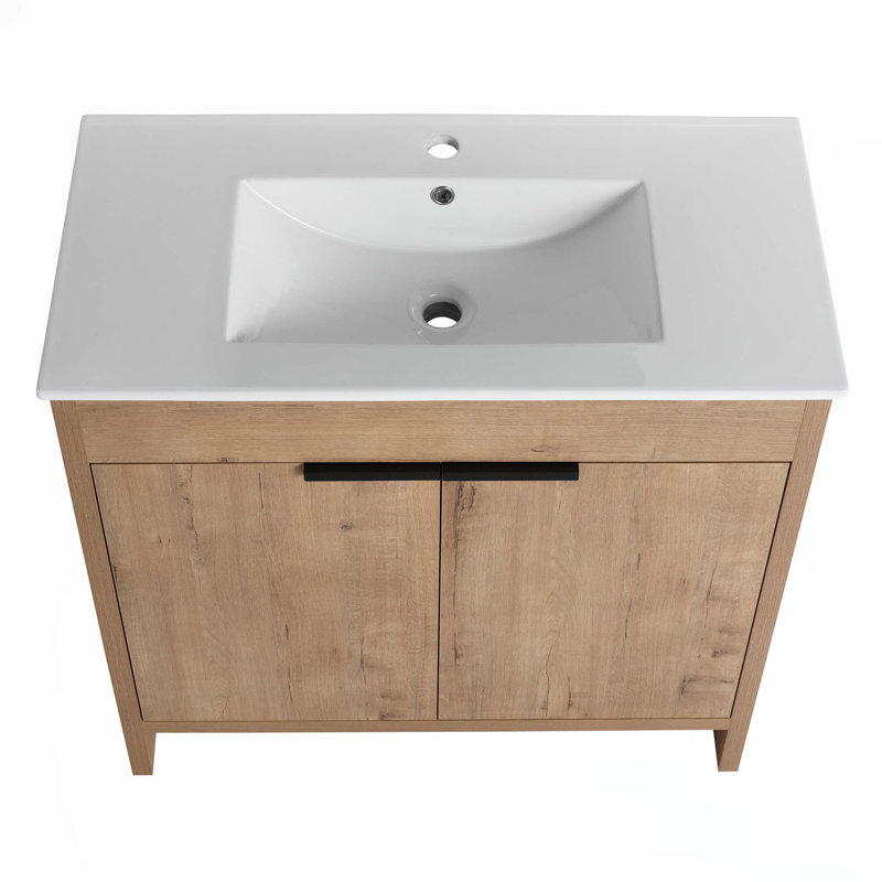 Meuble-lavabo autoportant avec lavabo en céramique