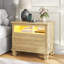 Solid Wood Legs Bedside Table With 2 - Drawer, Charging Station and Motion Sensor Led Light-118033361