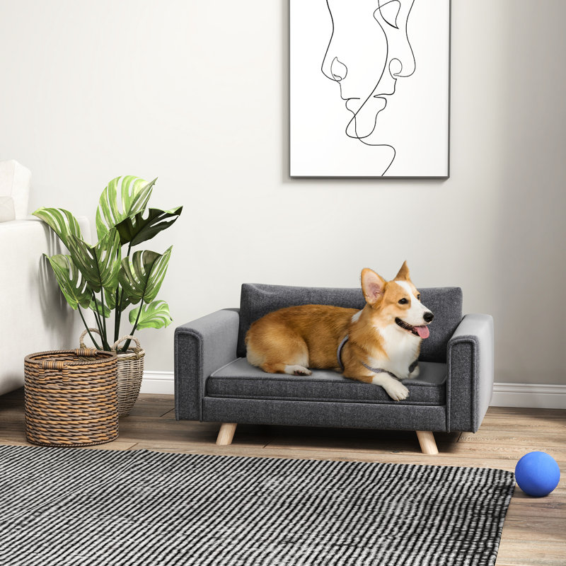 Petit lit pour chien de taille moyenne, confortable et lavable, rembourré gris pour animaux de compagnie, base antidérapante
