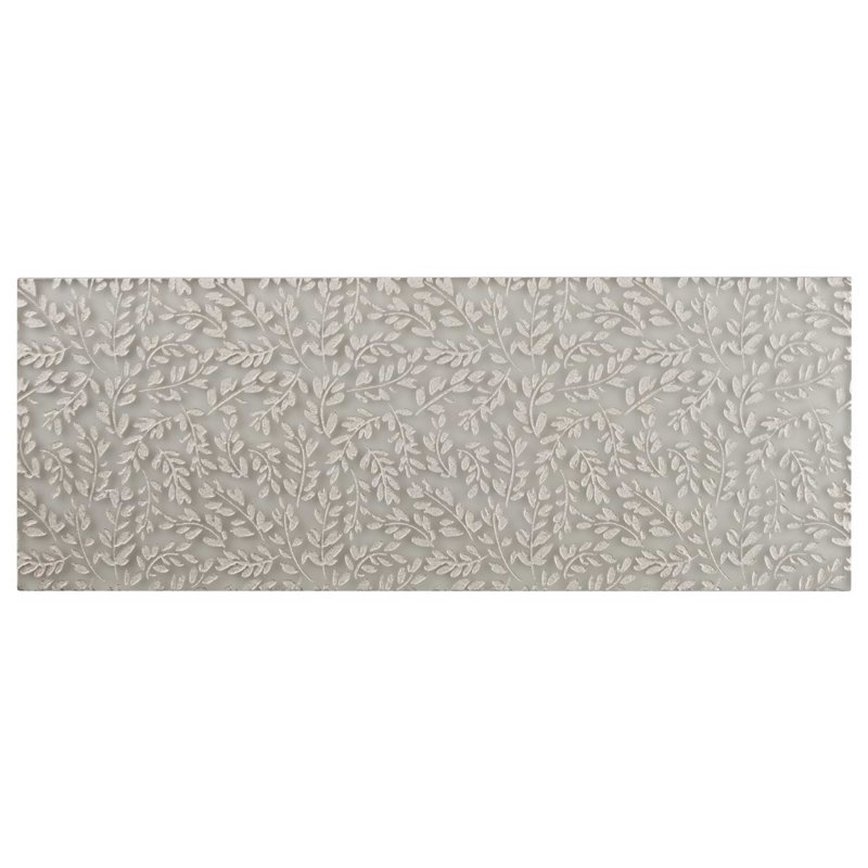 Sonya Flowers 6x16 Frosted Glass Tile, Sterling Gray