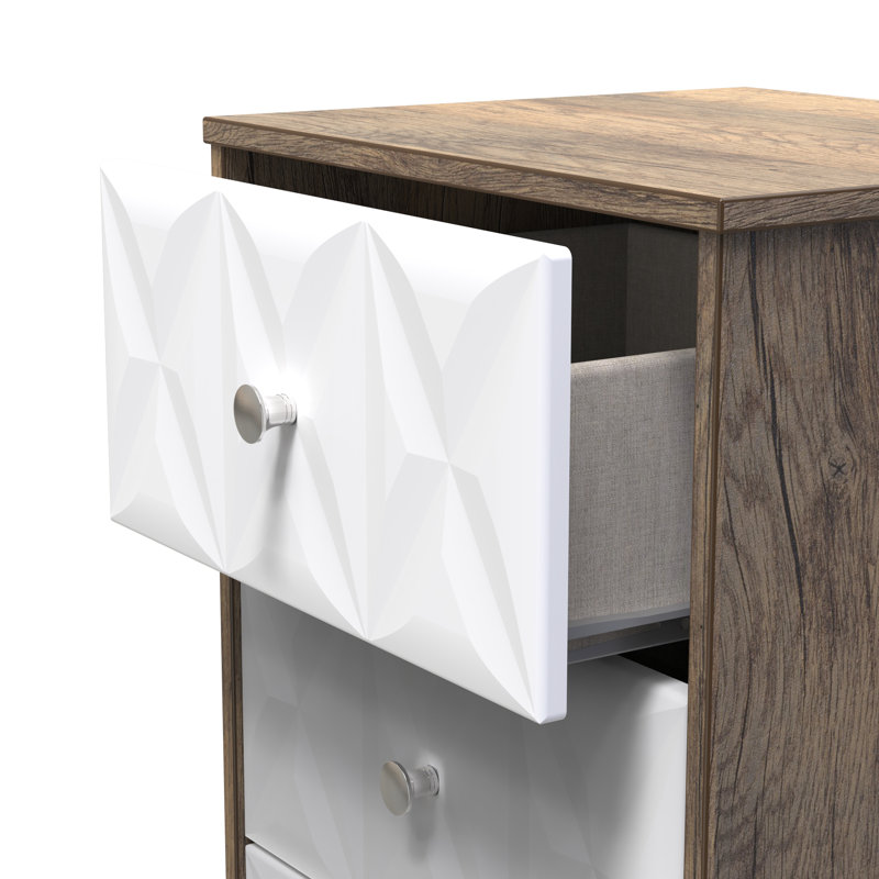 San Jose Bedside Table, White Matt/Vintage Oak