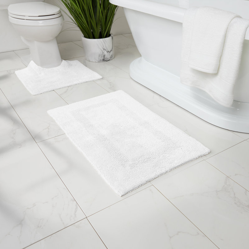 Edilio Cotton Bath Rug, White