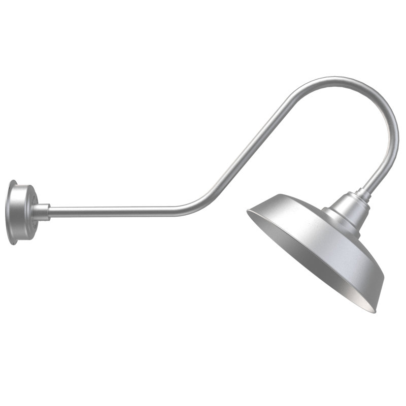 Luminaire de grange d’extérieur à del Vandervliet, H 12 po x l 16 po x P 36 po, Argent galvanisé