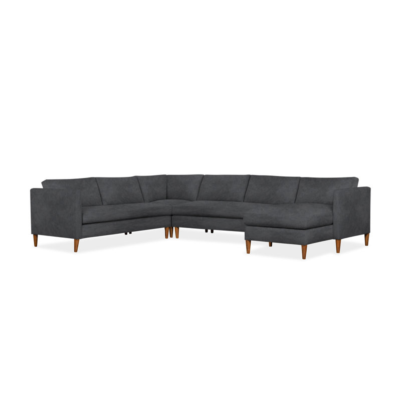 Clifford 4-Piece Upholstered Custom Sectional, Right Hand Facing, Nomad Eggshell Crypton® Chenille
