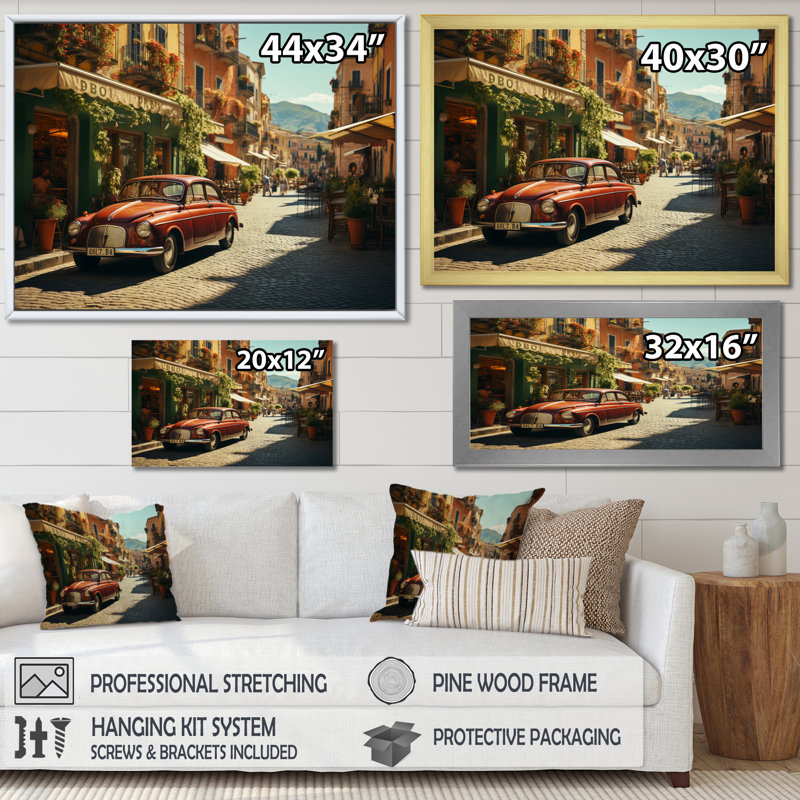Italie, Italie, Dolce Vita - Italie, art mural, Cadre flottant noir, 12" H x 20" W