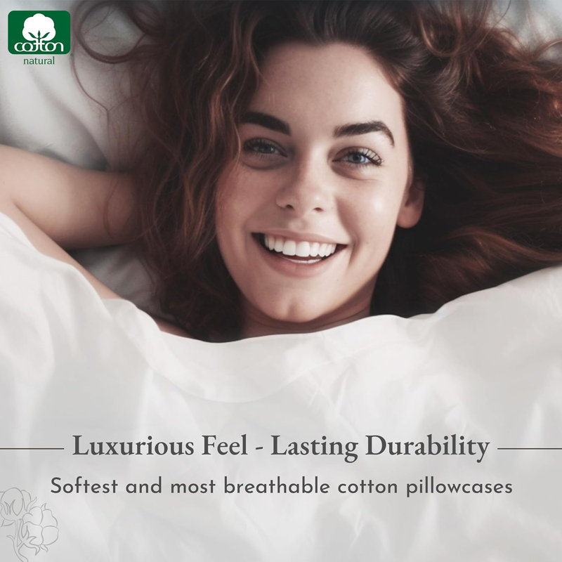 Ensemble de taies d'oreiller - contexture 400 fils, satin de coton à 100%, ensemble luxueux de 2 housses de coussin, respirant, rafraîchissant, doux pour un sommeil de qualité confortable - gris