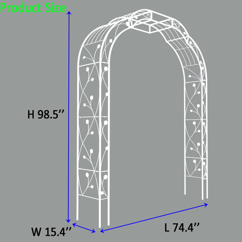 Arche de jardin en métal blanc crème, 250 cm de hauteur x 189 cm de large - Embellit votre extérieur et supporte vos plantes grimpantes